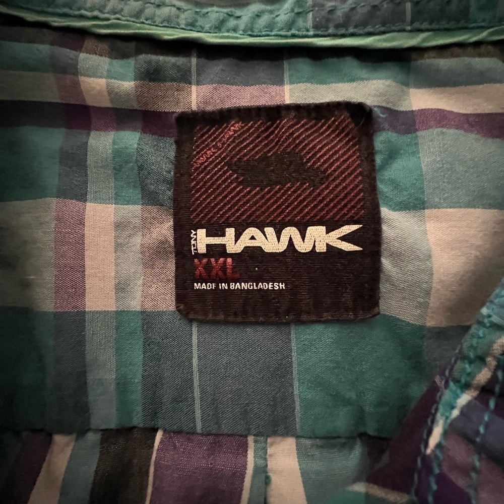 Tony Hawk Blue Plaid Button Down Shirt Size XXL - Picture 2 of 4